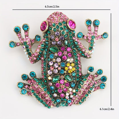 Newly Stocked European and American Heavy Industry Diamond-Encrusted Frog Brooch - A Popular Fashionable Retro Choice