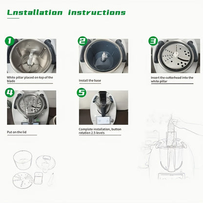 Upgrade your Thermomix TM6/TM5 with a versatile food processing machine accessory - featuring a multifunctional slicer, vegetable slicer, and additional slicing accessories. Crafted with BPA free stainless steel blades, these accessories are dishwasher