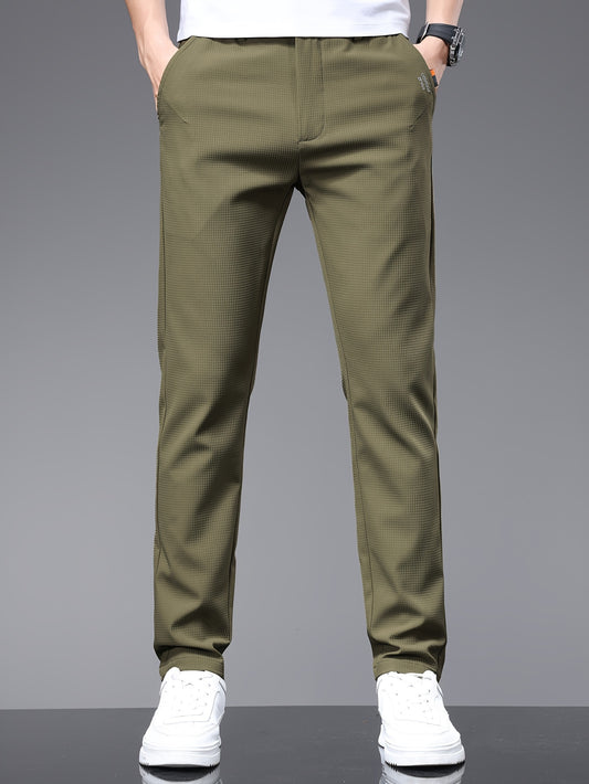 Men's slim fit pants with pockets, perfect for outdoor activities in spring and autumn.