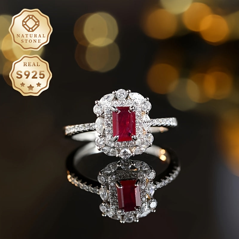 Here is the rewritten version:

"A must-have gift, this women's open ring features a natural red stone set in S925 silver. The ring is adjustable for a perfect fit and showcases the beauty of natural ore. Please note that the color and pattern of the