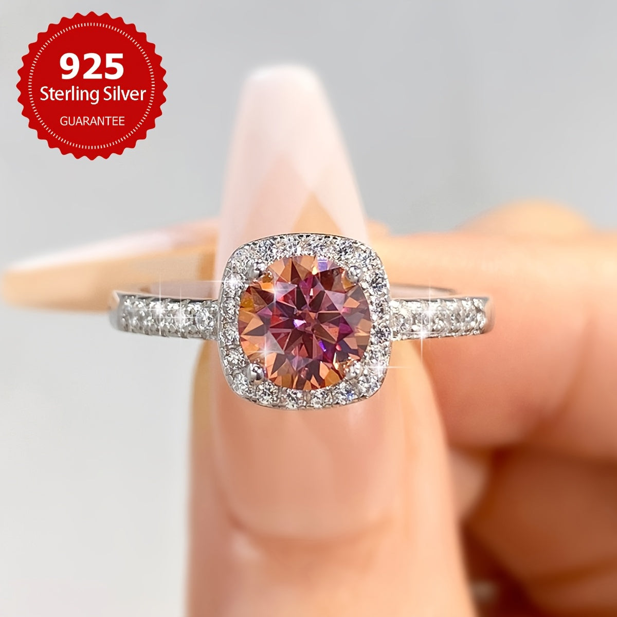 One piece of elegant 925 sterling silver ring featuring a 1 carat moissanite baguette stone. This women's classic wedding eternity anniversary love ring is a perfect Valentine's Day luxury jewelry gift for daily wear and special occasions.