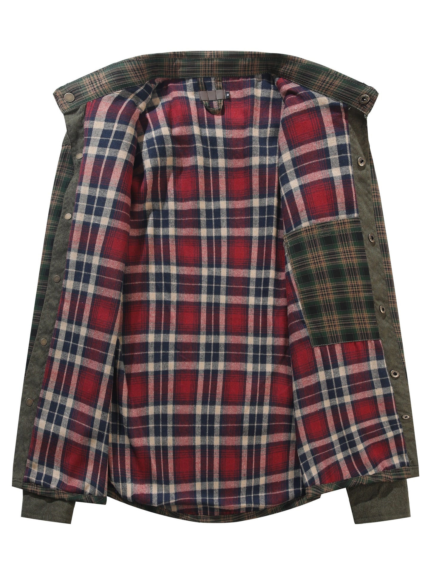 Premium plaid jacket for men - casual polyester, button-up with collar for spring/fall.