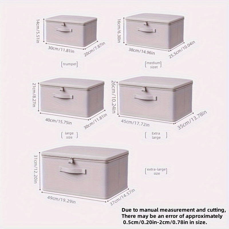 Large Lavender Soft Fabric Storage Box with Lock - Ideal for Organizing Clothes, Quilts, Documents, and Personal Items | Classic Rectangular Design | Washable Non-Waterproof Oxford Cloth | Perfect for Home Use, Under-Bed Storage, and Securing Valuables