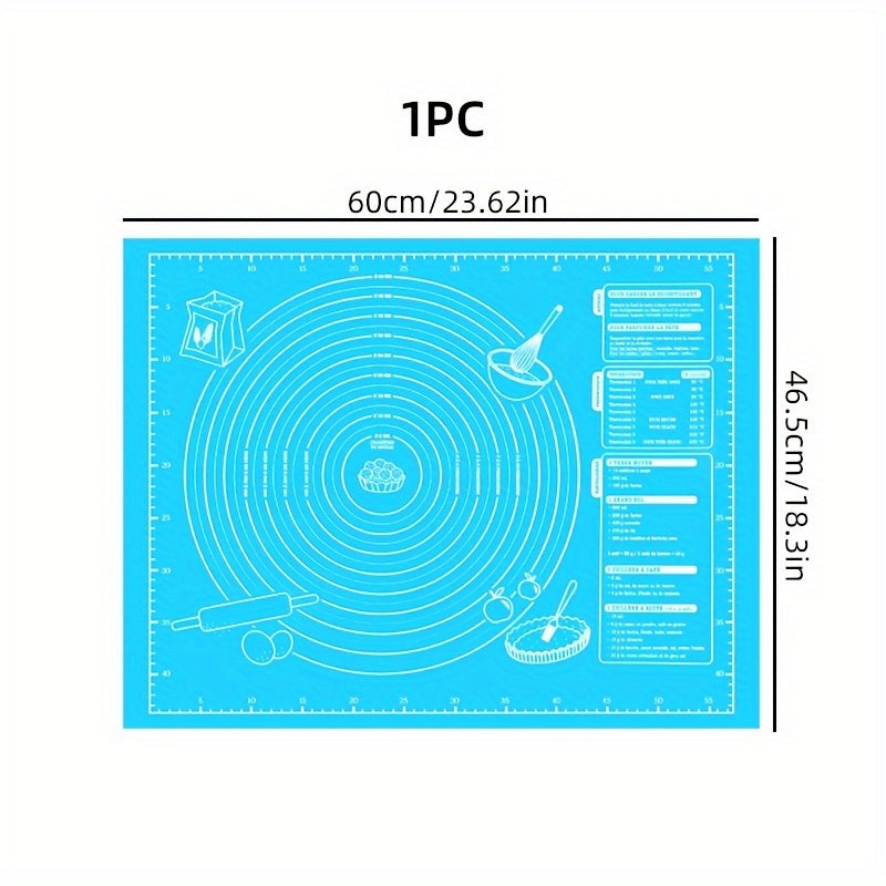 Extra thick food grade pastry mat for easy baking and kneading, available in 5 colors and 2 sizes.