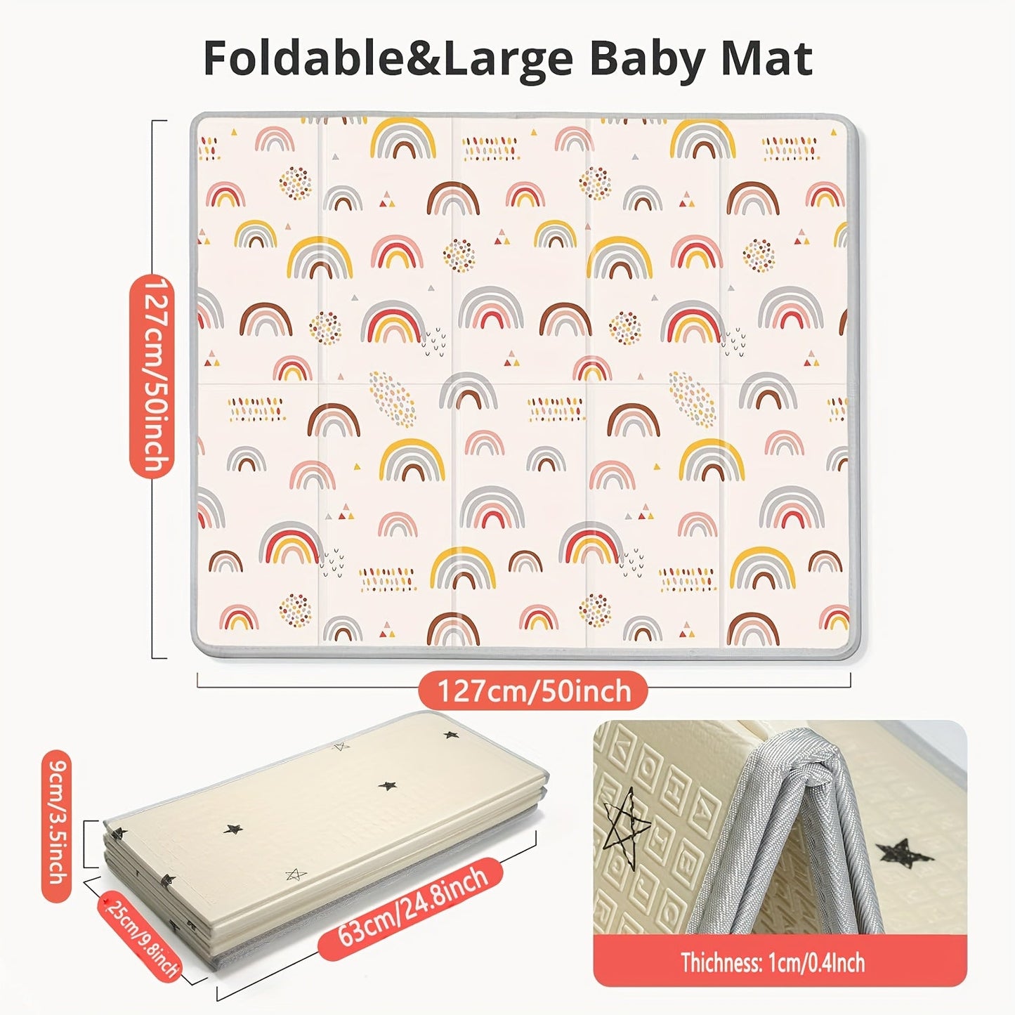 Durable Foldable Play Mat measuring 127.0cm x 127.0cm, with Sturdy Edges and Thick PE Material - Great for Children to Play Indoors or Outdoors, Makes for an Excellent Christmas or Thanksgiving Present for Kids.