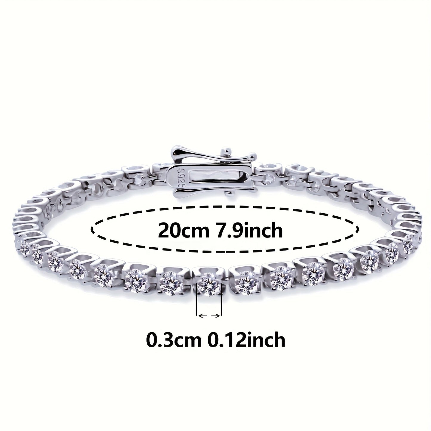 Hip Hop Style Jewelry Bracelet for Women, featuring a 925 Silvery Moissanite. Perfect Wedding Gift. Comes with a Gift Box.