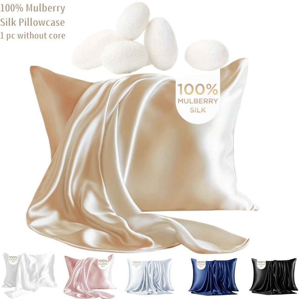 This Champagne-colored pillowcase is made of 100% Mulberry Silk and features a luxurious 19mm double-sided design. It is gentle on both hair and skin, with a hidden zipper for a seamless look. A perfect gift for ladies, gentlemen, and family members