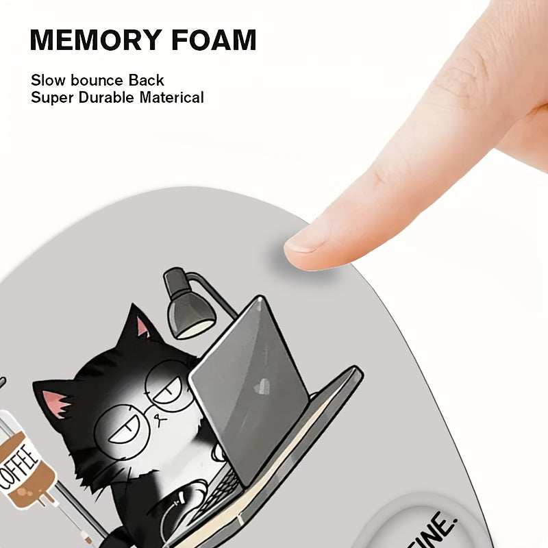 1pc WhimsyCat Ergonomic Silicone Wrist Rest Pad with Hand-Drawn Hardworking Cat Design for Home & Office Use