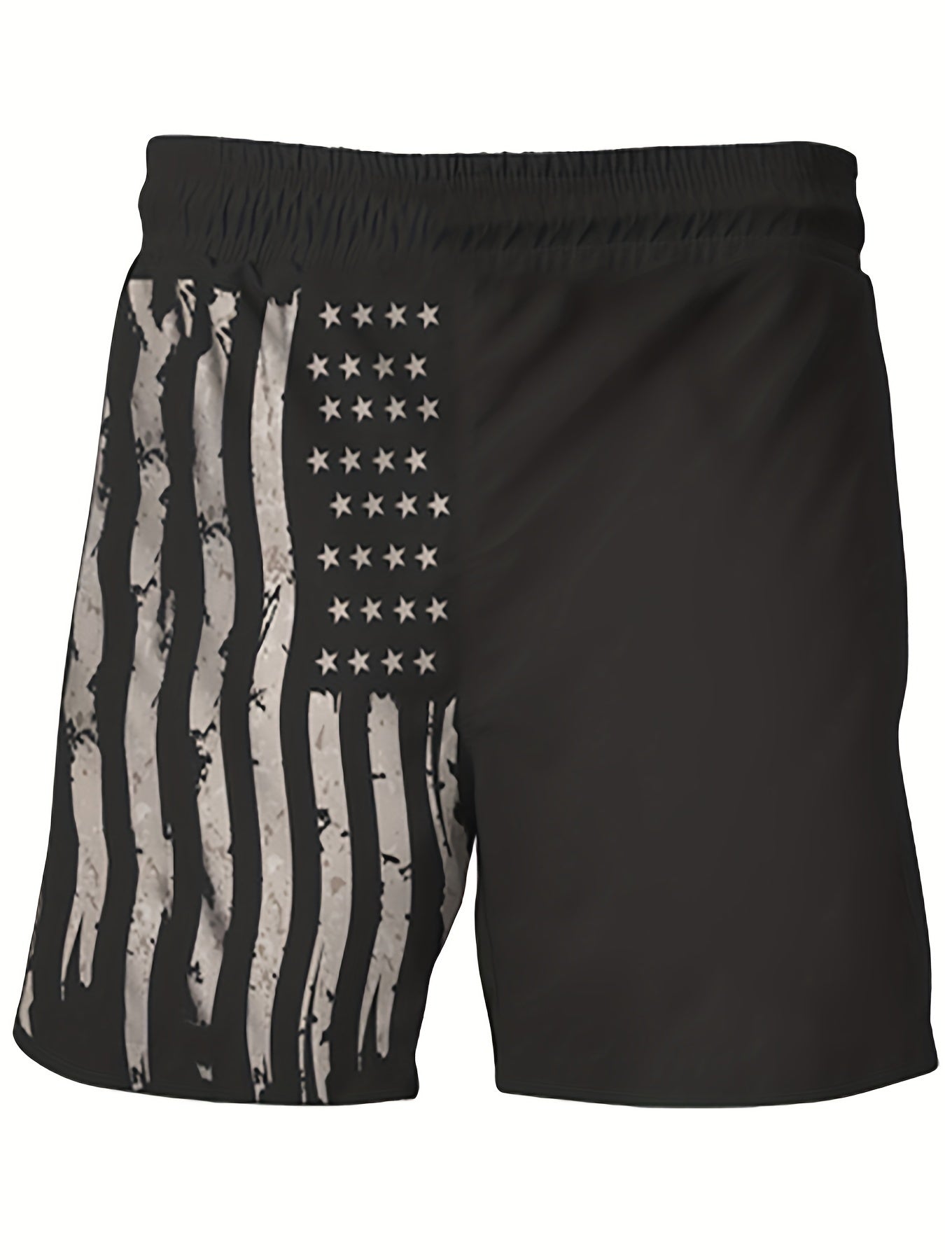 Graphic American Flag Plus Size Men's Beach Shorts with Drawstring