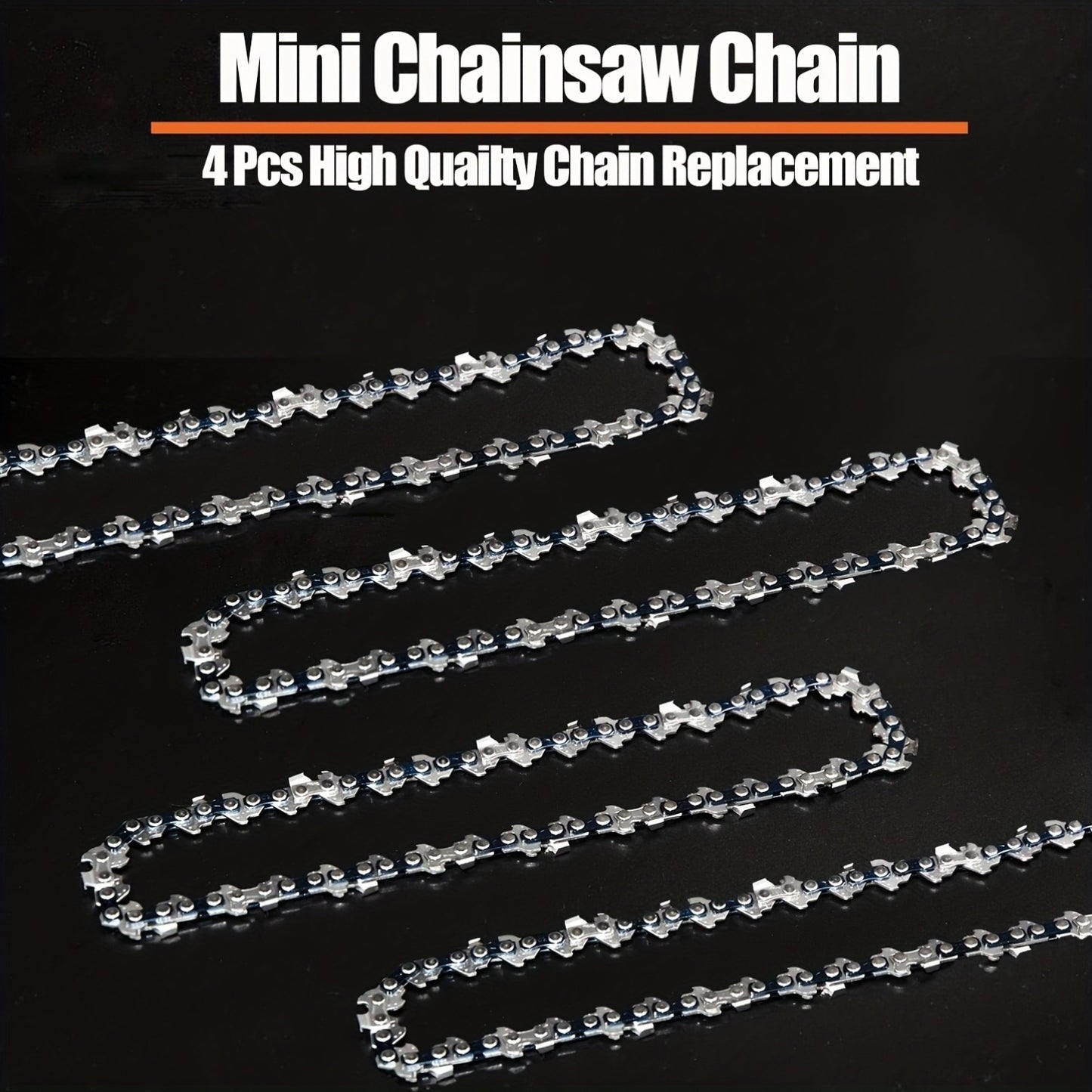 High-carbon steel mini chainsaw chains, durable replacements for cordless electric chainsaws, ideal for pruning and wood cutting, 15.24 cm.