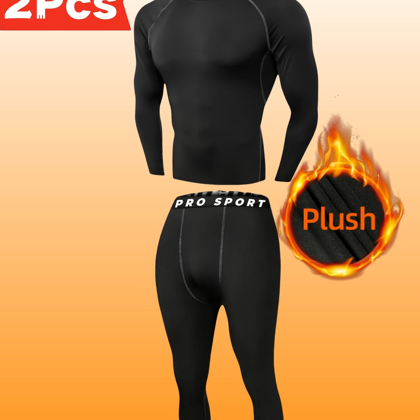 Plus Size Men's Thermal Underwear Set - Quick-Dry Fleece Compression Shirt & Breathable Leggings for Fall/Winter Outdoor Activities