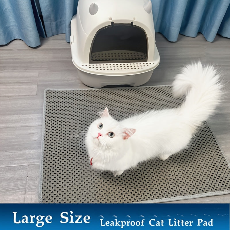 Extra Large EVA Cat Litter Mat with Double-Layer Filtering, Washable, Anti-Splash, Leakproof