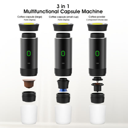 3-in-1 electric coffee maker: capsule and USB portable, perfect for on-the-go use at home, in the car, or outdoors.