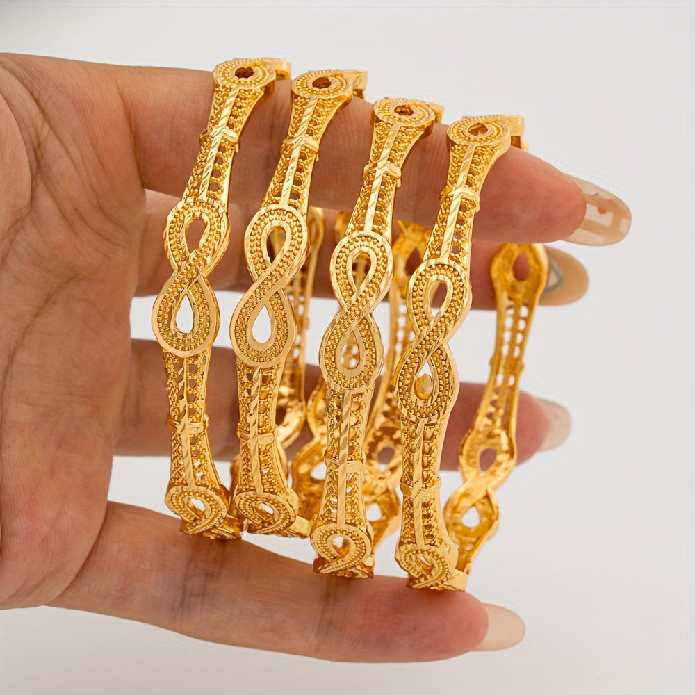 Luxurious and Ethnic Gold-Plated Alloy Bangle Set: Elegant Touch for Everyday Wear and Gifting