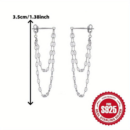 These double-layer lip chain earrings are made of 925 silver and weigh 1.6g. They are low allergy and perfect for daily wear. These simple yet stylish earrings make great holiday or Christmas gifts for women.