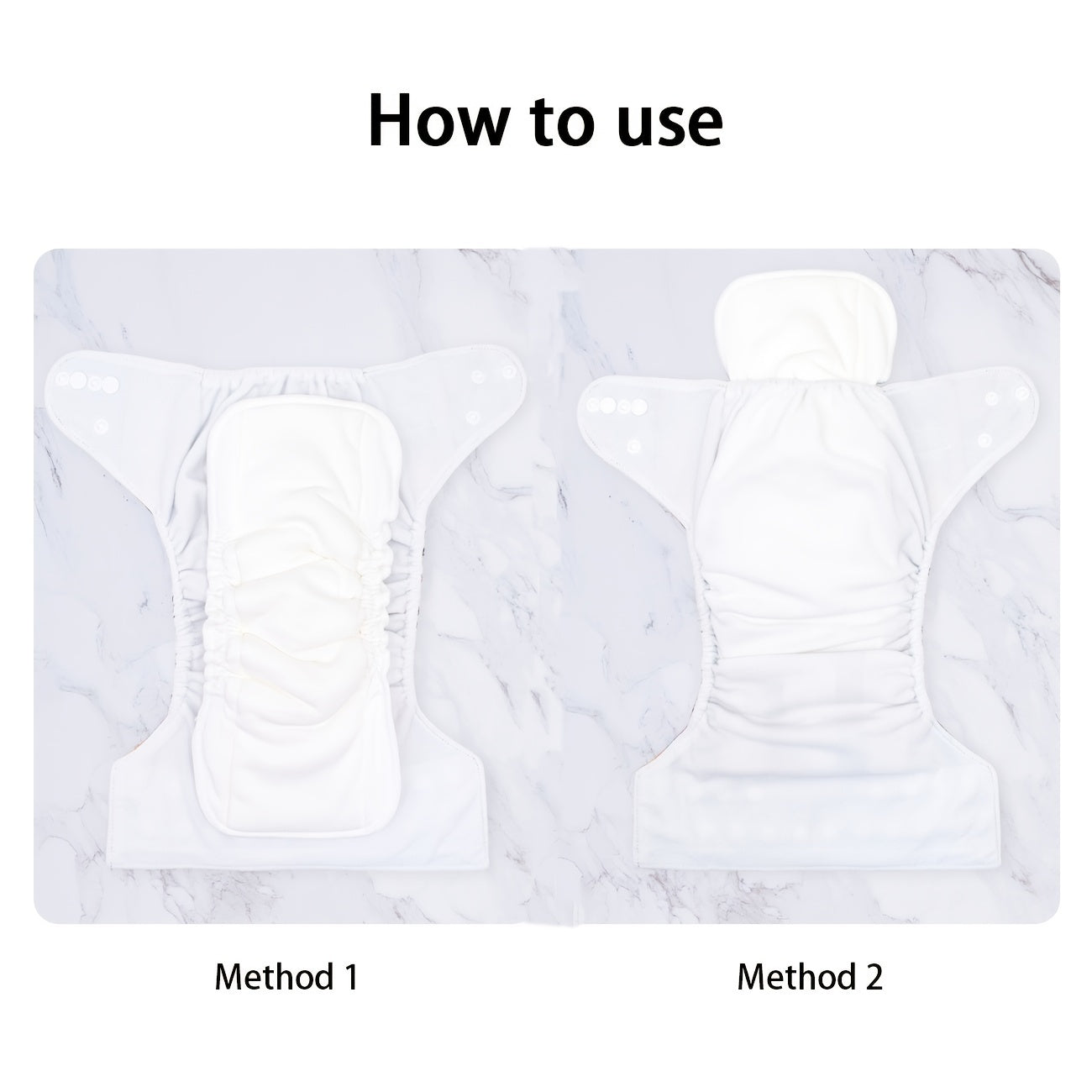 Two pieces of Mumsbest bamboo fiber fabric diaper inserts for baby, reusable liners for nappies.