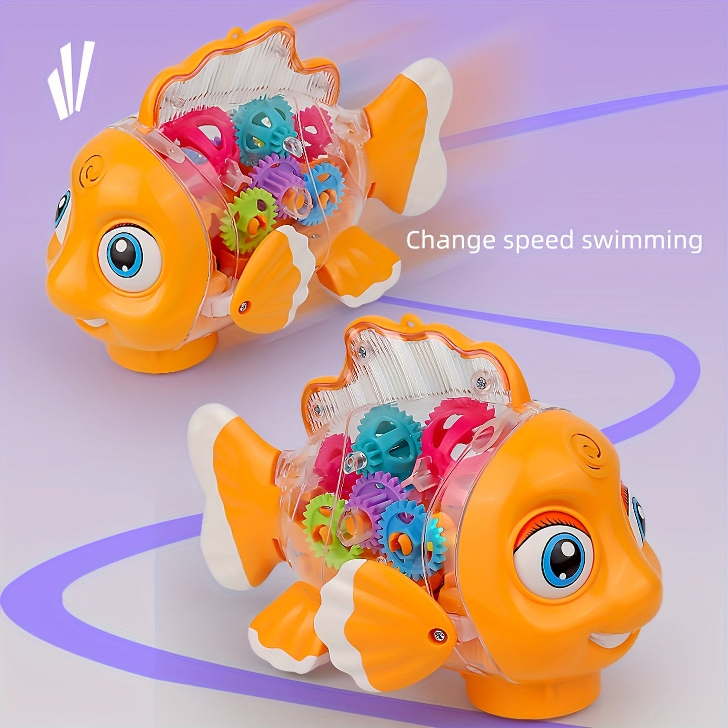 Kids' Clown Fish Swing Toy, Educational Light-Up Musical Transparent Swimming Fish Toy for Children, Perfect for Christmas, Halloween, and Festivals