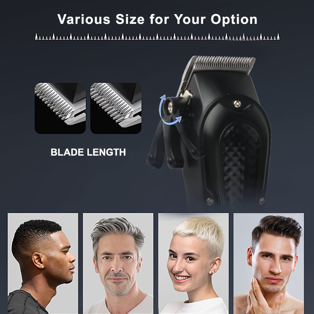 Introducing the WEEME New Technology Black Light Digital Display Three-piece Set - Electric Hair Clipper, T-shaped Trimmer, and Reciprocating Razor. Professional haircut and shaving in one