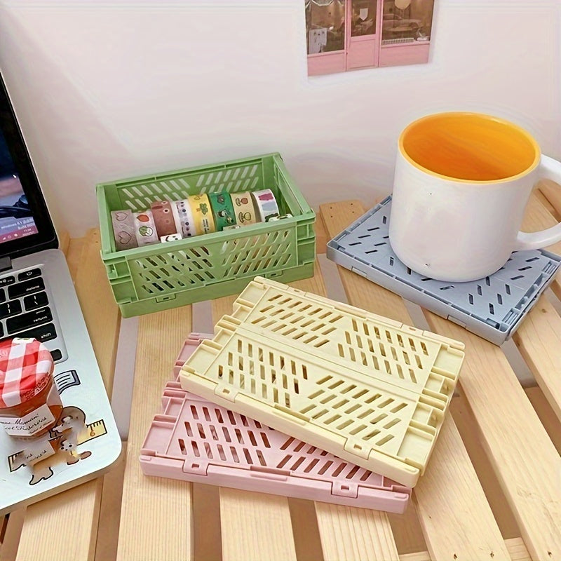 Mini Folding Plastic Storage Box for desktop or home office organization.