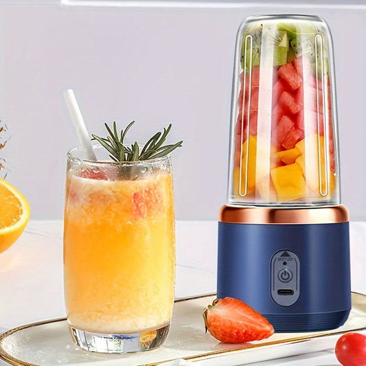 Small, portable juicer cup with 40W power. Can squeeze fruit, mix food, crush ice. Multi-function product.