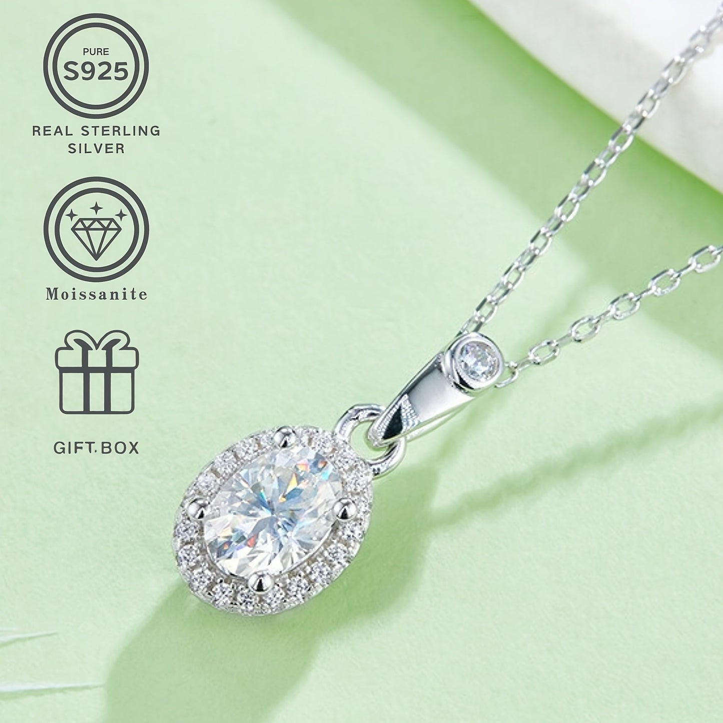 Stylish 3-piece Moissanite Jewelry Set - Includes a Necklace and Earrings in S925 Sterling Silver, Suitable for Any Occasion, Great Gift for Women