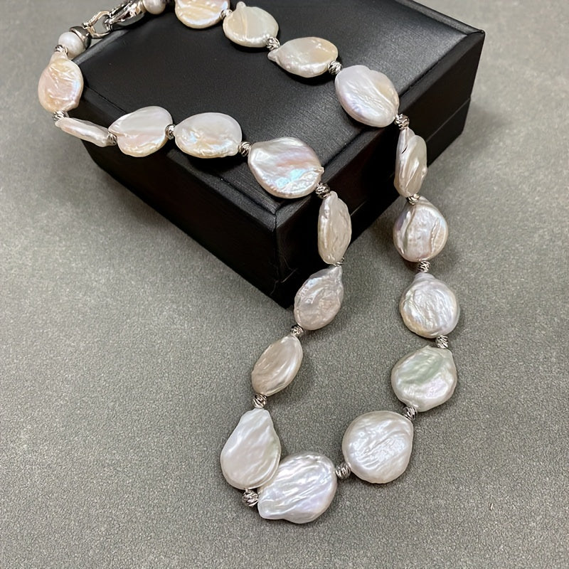 Stylish Baroque Style Freshwater Pearl Necklace featuring Pear-Shaped Beads - Ideal for both Casual and Formal Occasions