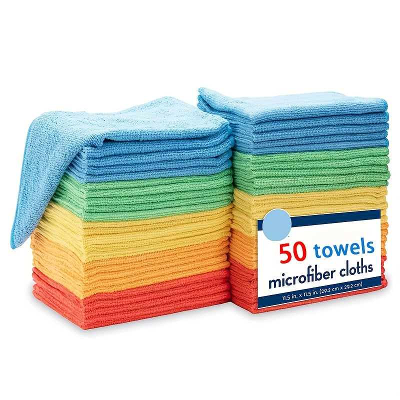 Get your hands on a pack of 50 reusable microfiber cleaning cloths. These ultra-fine cloths are perfect for household, kitchen, and car use. They are available in packs of 20, 10, 5, or 2 and come in a mixed pack of 5 random colors such as green, blue