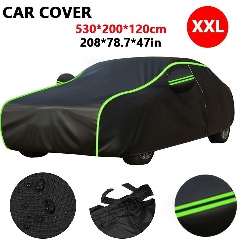 High-quality polyester car cover provides full protection against sun, rain, and snow, suitable for most car models.