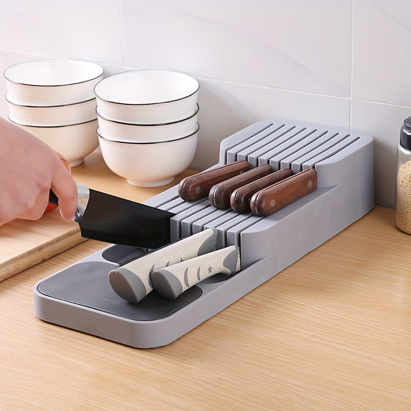 Organize Your Kitchen with a 1pc Drawer Tray for Knives - Holds 9 Knives and Fits in Any Drawer. Perfect Knife Storage Solution!