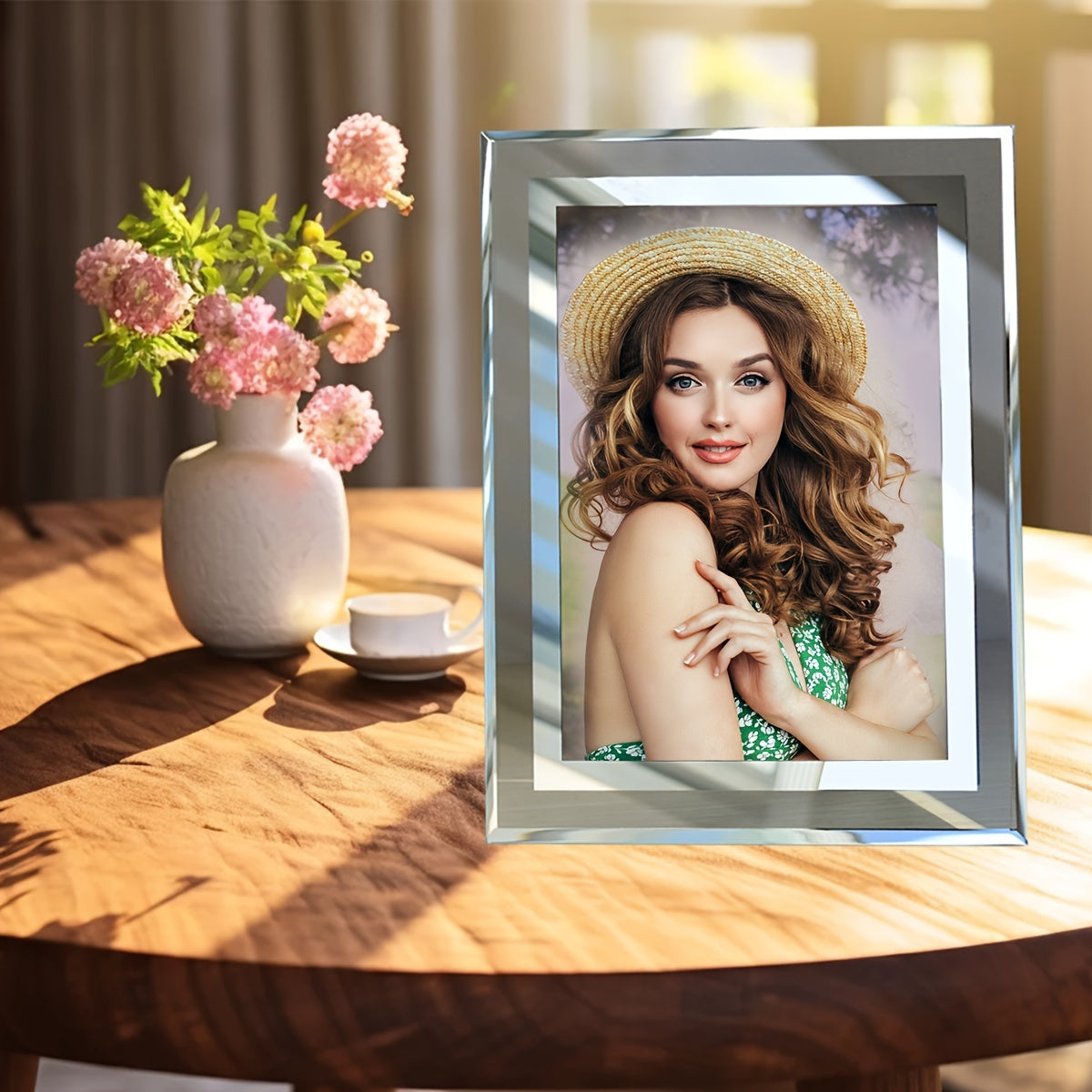 Qicai Xiaolu DIY Clear Tempered Glass Photo Frame in 15.24cm/17.78cm sizes - Enjoy Free Printing, Ideal for Home Decor, Wedding Memories, and Birthday Presents