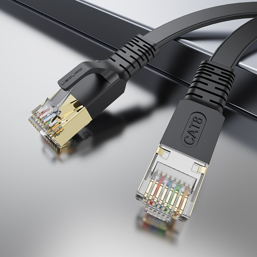 RJ45 flat Cat8 Ethernet cable with 2000MHz and 40Gbps max speed for PS5, laptops, and MacBook Pro Air.