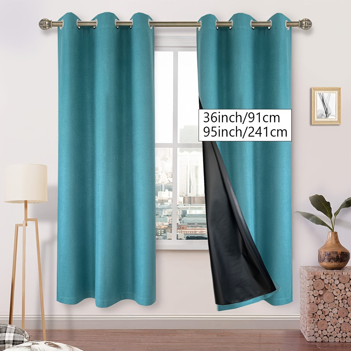 Blackout Faux Linen Imitation Textured Curtains with Grommet Top - Ideal for Bedroom, Living Room, Home Décor