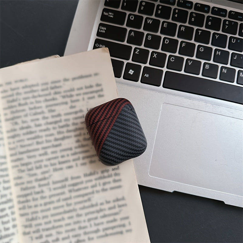 Carbon fiber color striped Airpods Pro case for various Apple headphone models.