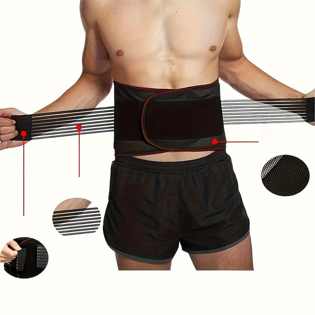 New breathable mesh waist support with steel plate reinforcement for sports and fitness, suitable for weightlifting and adjustable for squats.