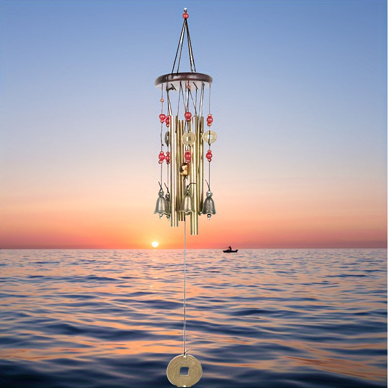 Creative copper bell wind chime for home decoration.