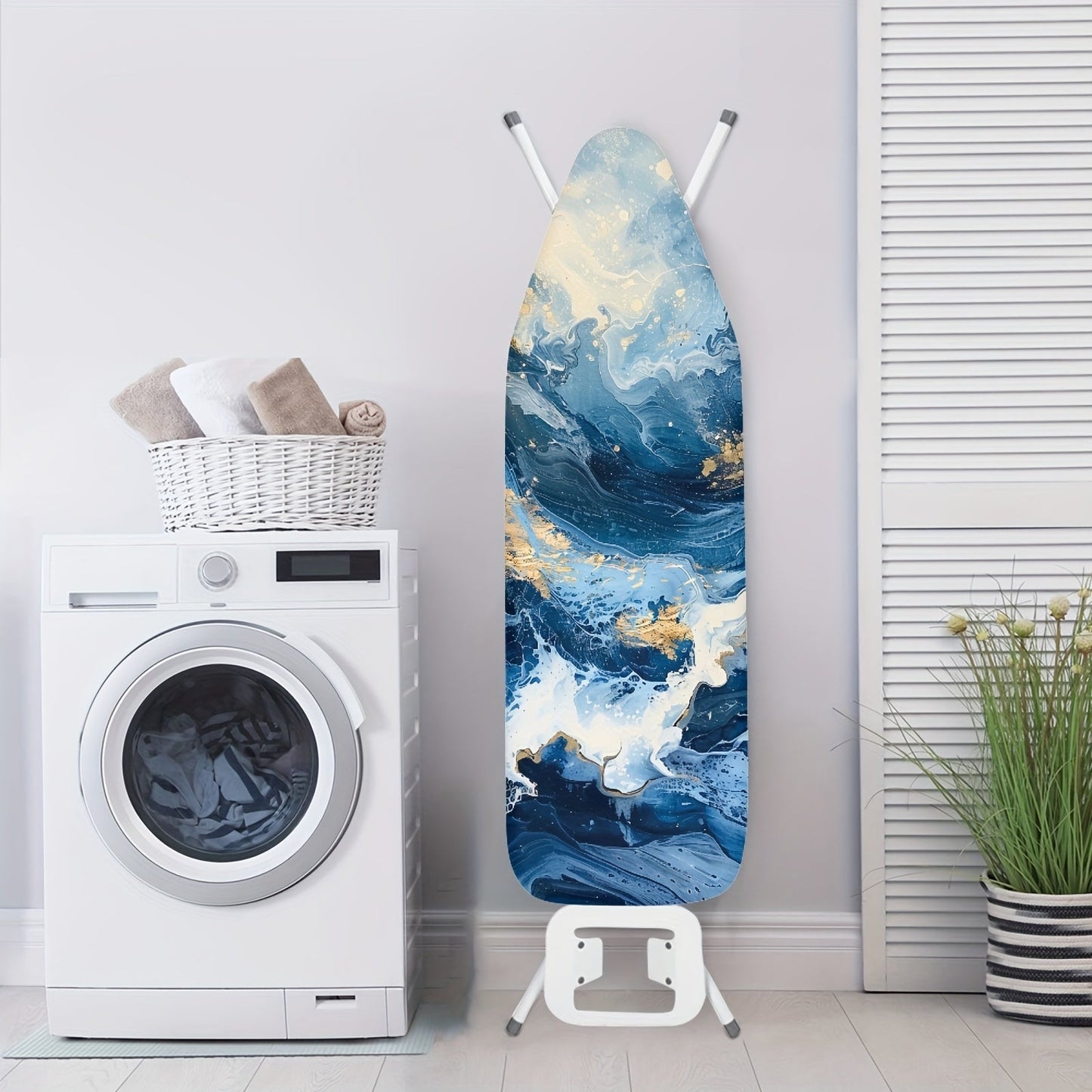 Upgrade your ironing experience with the 1pc RSHUBINO Extra Large Marble Pattern Ironing Board Cover. Made with no-heat resistant material and a washable PET dust cover, this easy-to-install accessory is designed to fit ironing boards measuring