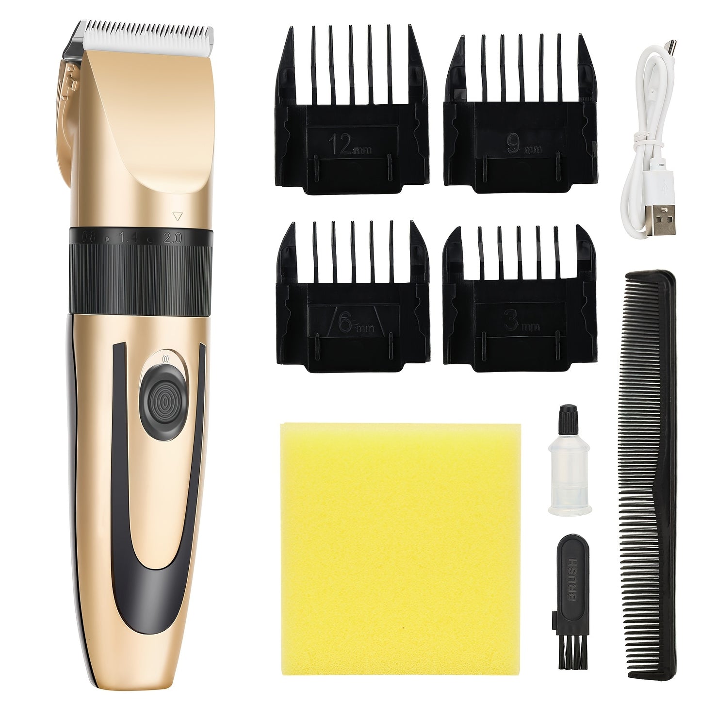 Barber's professional cordless trimming tools with USB rechargeable option.