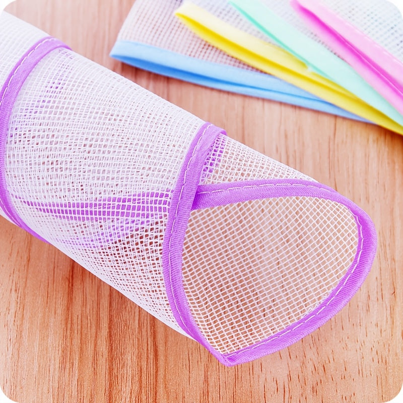 Set of 3 Pink Mesh Ironing Pads with Blue Trim - Heat Resistant, No Electricity Required, Safeguards Clothes & Surfaces, Convenient Carry Handle for Home Use