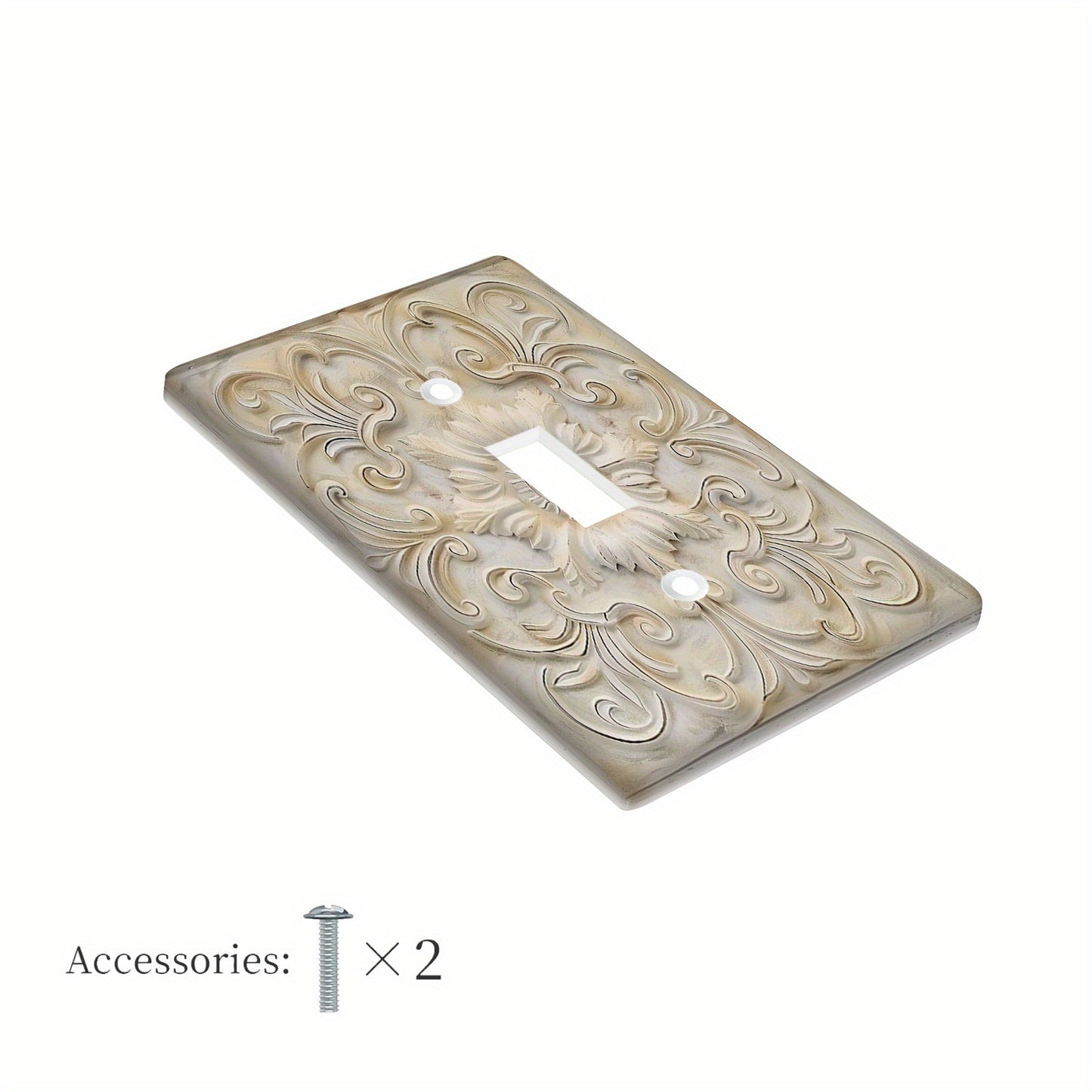 1pc Ivory French Pattern Decorative Light for Switch Cover, 1-Gang/2-Gang Wall Plate - Artistic Home Decor for Bedroom and Kitchen, Adds Artistic Touch to Switch Covers.