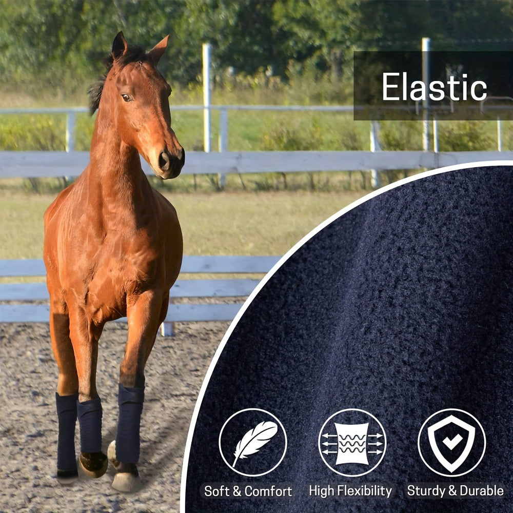 4 premium horse bandages made of breathable, stretchy fleece for even pressure distribution and leg support.