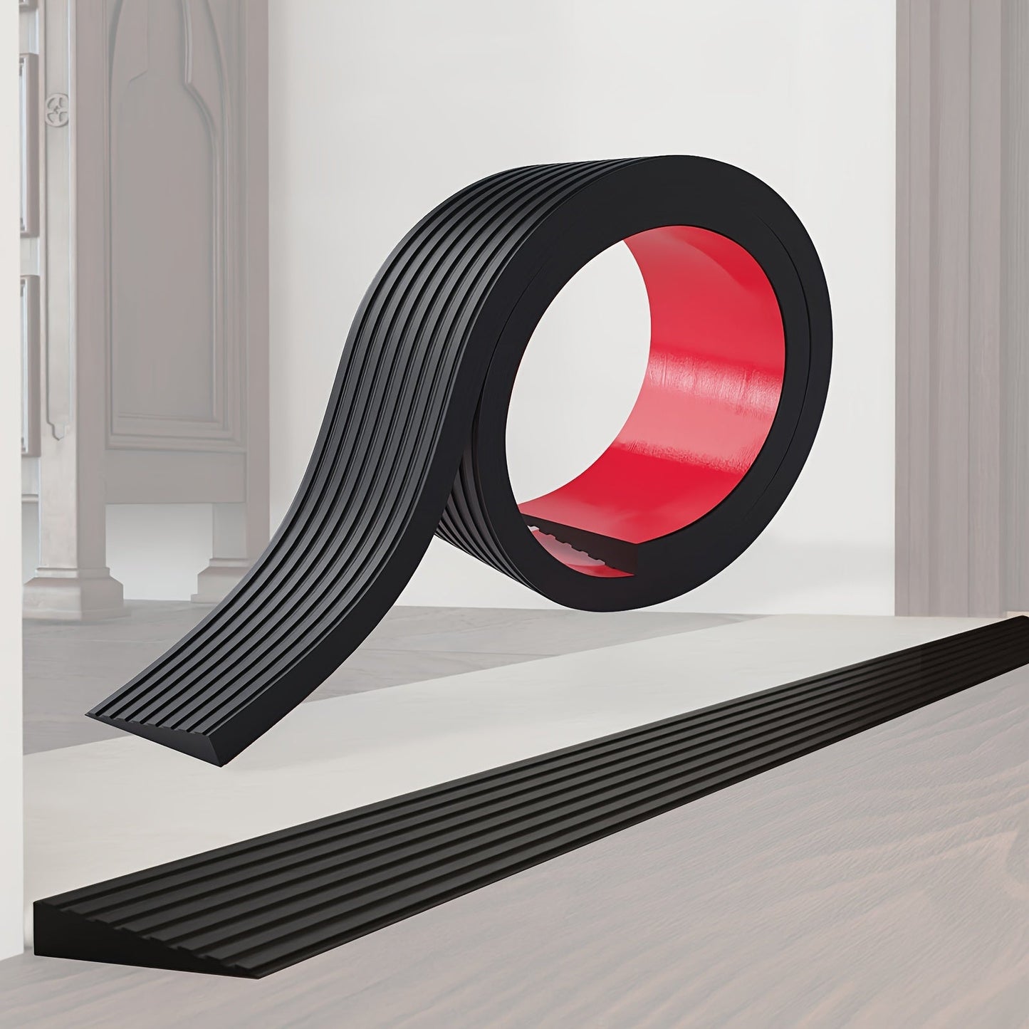 Top Pick: Self-Adhesive Rubber Door Threshold Ramp with 2/5 Inch Rise - Non-Skid Surface for Wheelchair and Scooter, Flexible Transition Strip Reducer for Doorway Floor Tile - Ideal for Mobility Scooter Users