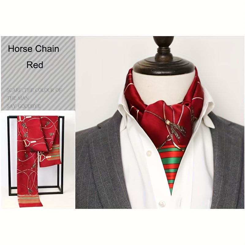 Stylish Men's Scarves: British Vintage Suit Shirt Twill Scarf with Printed Double-layer for Business - Unisex Wraps