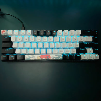 68-key Mechanical Gaming Keyboard with Sea Blue LED Backlight, Hot-Swappable Blue Switches, and Detachable Cable - Ideal for Windows/Mac users. Great for gifting on special occasions.