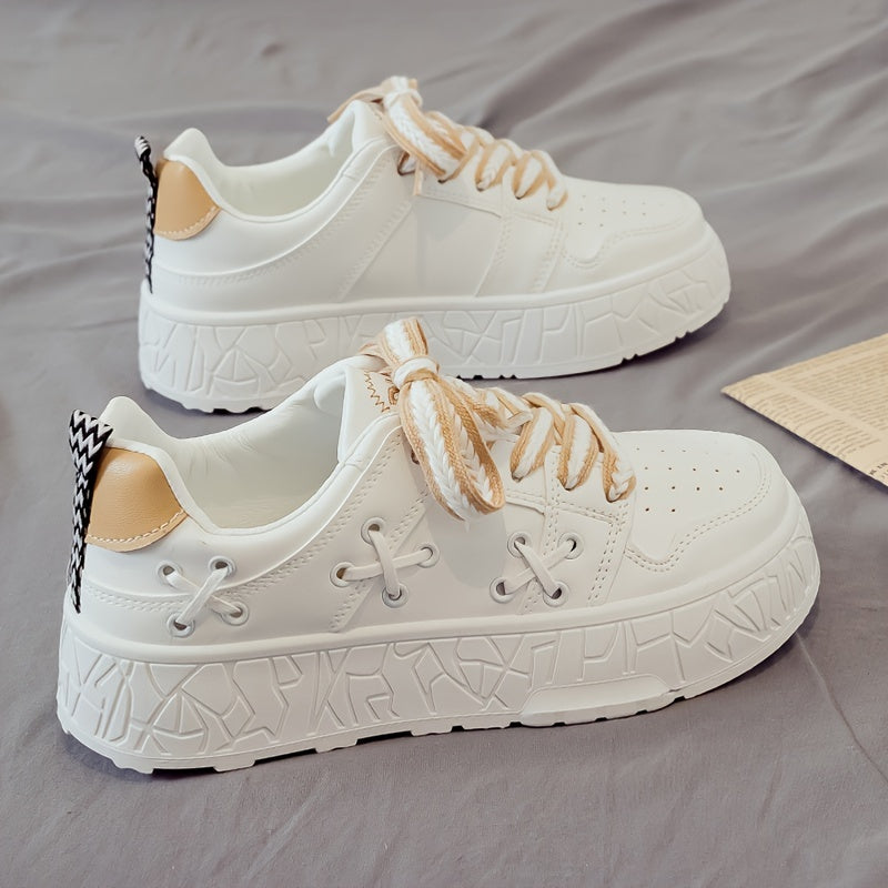 Women's Spring Collection: Chic White Sneakers with Breathable Mesh Lining, Non-Slip Sole, Internet-Famous Trend