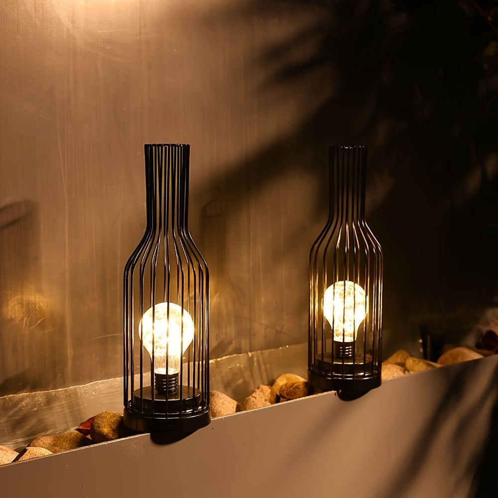 Modern accent light, krlviil Iron Wire Cage Design Night Light is a 0.5W Battery-Powered LED Lamp that provides decorative table lighting for the bedroom or living room. This light fits three AA batteries (batteries not included).