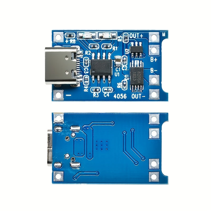 15 плат зарядки аккумуляторов TP4056 с интерфейсами Type-C и USB, защита от перезарядки - идеально подходит для DIY проектов.