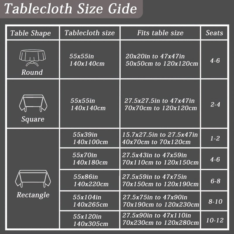 Polyester tablecloth with modern design, ideal for dining room décor.