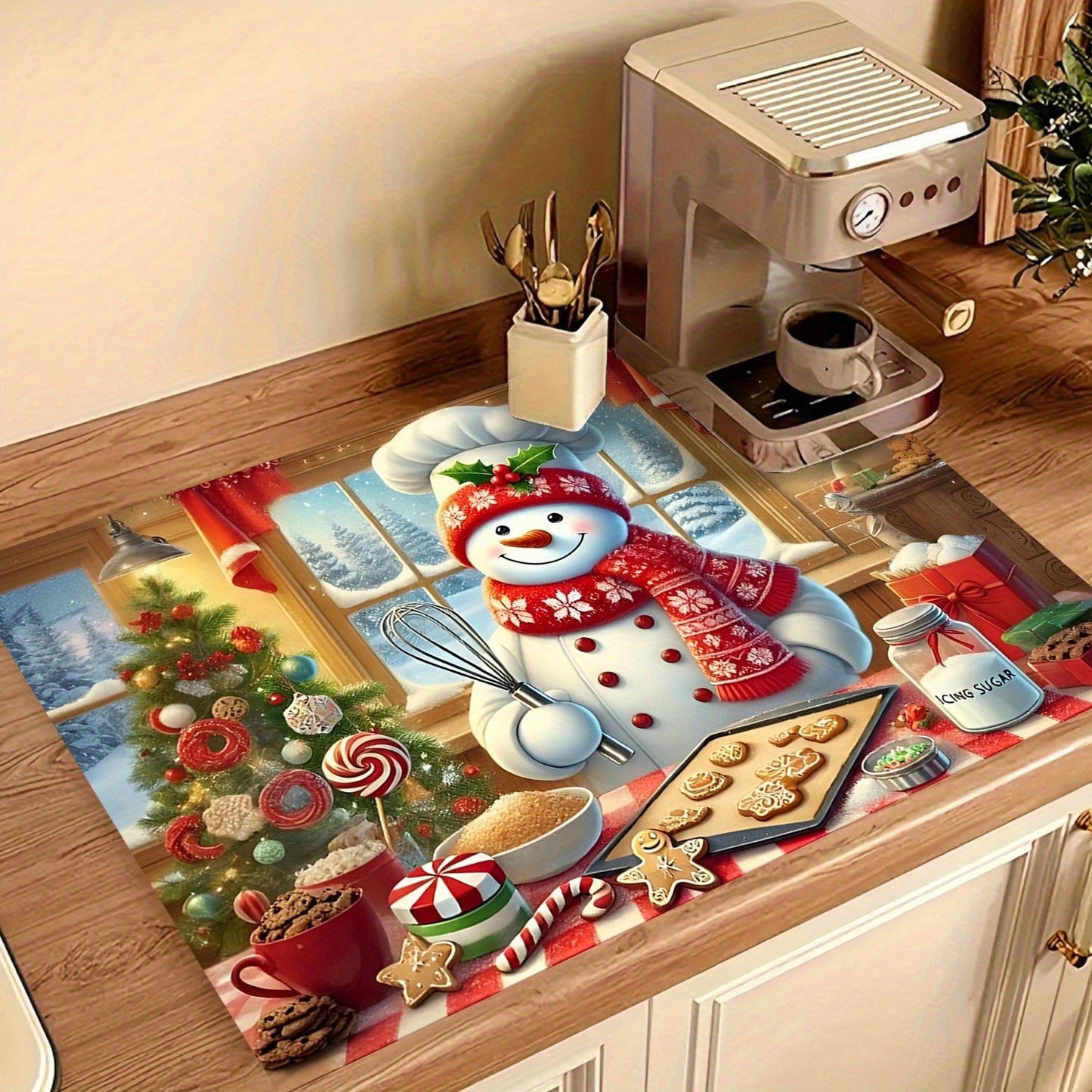 Protect your stove top with the Christmas Snowman Multi-Use Stove Top Cover. This cover is perfect for electric glass stoves, cooktops, washers, dryers, and ironing mats. It is anti-slip, waterproof, and heat-resistant, providing easy cleaning and