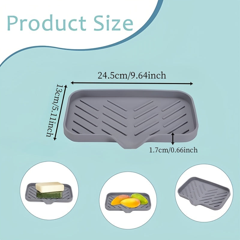 Flexible Silicone Kitchen Sink Organizer - Non-Slip Drain Pad with Splash-Proof Design and Easy-to-Clean Surface, Perfect for Countertops and Cups, Includes Durable Plastic Cover