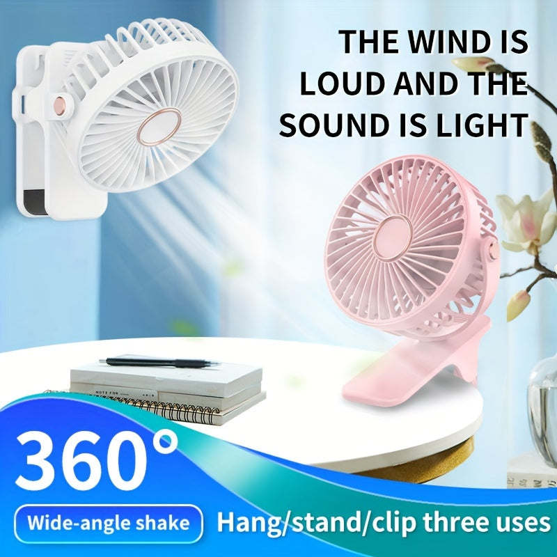 Stay Cool Anywhere with the QIANGDETAI Portable Clip Fan - 360° Rotation, High-Velocity Power, Rechargeable 800mAh Battery, USB Charging, and Quiet Operation - Ideal for Dorms, Bedrooms, Offices, and Improved Air Circulation